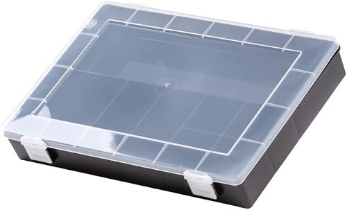 hünersdorff Sortimentskasten: stabile Sortierbox (PP-Classic) mit fester Fachaufteilung (8 Fächer), Sortierkasten-Maße: T225 x B335 x H55 mm, Made in Germany, Schwarz