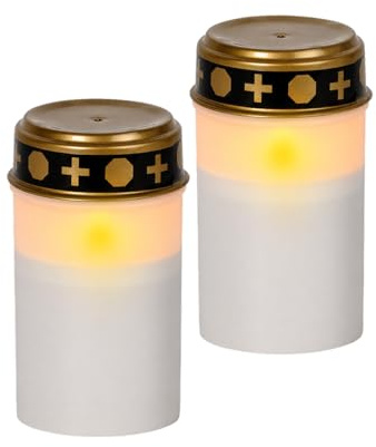 Star Trading LED Grablicht 2er Set - Flackernd, Batteriebetrieben, IP44