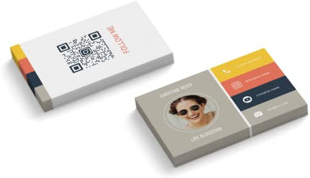 Visitenkarten personalisiert | mit Foto | Design Life Bloggerin | 2-seitig | Querformat | Menge + Papier zur Auswahl | selbst gestalten | hochwertiger Druck | 350 g Qualitätsdruck (1000 Stück)