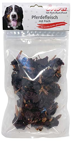 Corwex Pferdefleisch mit Fisch (250g), getreidefrei & fettarm, 100% Pferd im Fleischanteil, Hundesnack für Sensible Hunde