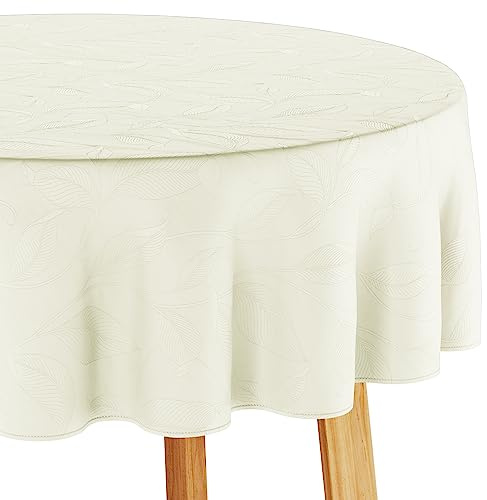 Filumi Tischdecke 140x200 cm oval Creme Abwaschbar Für Indoor Outdoor Pflanzenmuster Amalu