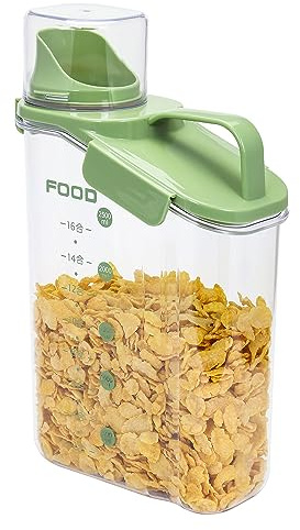 Taylor & Brown 2.8L Plastic Airtight Dry Food Cereal Storage Containers, Practical Cereal Dispenser, Food Grade and BPA Free, Ideal for Cornflakes, Flour Storage, Rice, Sugar and Pet Food, Green