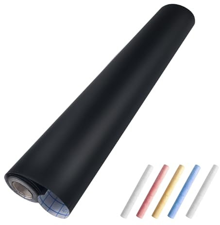 Tekenewbse Lavagna da Parete 43×300cm, Lavagna Adesiva da Parete, Cucina Cancellabile Muro Settimanale Riutilizzabile Memo Autoadesivo per Decorazioni Pareti Scuola Ufficio (Include 5 Pezzi di Gesso)