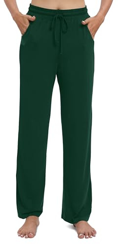 EXCHIC Femmes Casual élasticité Jambes Droites Pantalons avec Cordon élastique Taille Yoga Pantalons avec Poches