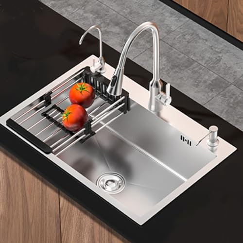 Fregaderos Cocina Con Accesorios 50 * 45 Cm, Fregadero Cocina 1 Seno Inoxidable,Fregadero Cocina 1 Seno Con Escurridor, Fregadero De Cocina Bajo Encimera, Para Camper (Size : 50 * 45cm/20 * 18in)