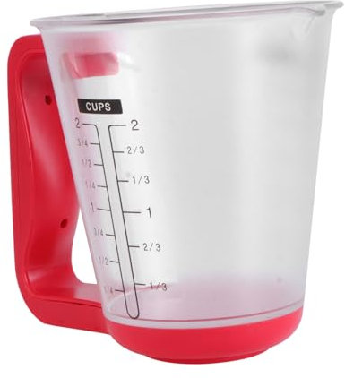 HEMOTON 1000g Báscula Electrónica Para Taza Medidora De Pantalla Lcd Para Cocina y Leche Polvo Color Rojo