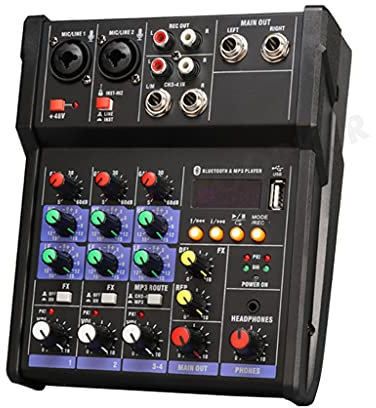 SilteD DLOETT 4-channel Dj Controller Mixer Professional Mixing Console with Reverb Effect for Home Live Stage (Color : Argento)