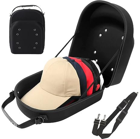 Yililay Hat Travel Case für 6 Hat Bag Eva Verstellbarer Cowboy -Hut -Reisefall mit Schultergurt Griff Reißverschluss Hutkisten tragbare Hutkoffer für Unterwäsche Socken, Cowboy Hat Travel Case