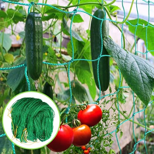 Powmag Ranknetz 2x3m, Rankhilfe Gurken Gewächshaus, Gurken Rankhilfe Gurkennetz Tomaten Gitter Netz, Pflanzenstütznetz für Garten mit Großer Maschenweite, für Garten, Balkon und Gewächshaus