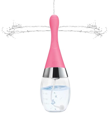 SXOVO Enema para Limpieza de Colon 300ml Pera Lavado Recto Eléctrica con Válvula de Retención Ducha Anal y Vaginal con 3 Velocidades de Pulverización Pera Lavativa para Hombre Mujer Pareja (Rosa)