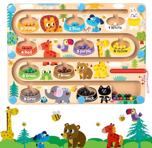 Montessori Spielzeug ab 3 4 Jahre Magnetspiel Weihnachten Geburtstag Geschenk für Mädchen Junge Kind 3 4 5 6 Jahre Kinderspielzeug Holzspielzeug Zahlen und Farben Lernspiele Formen Motorikspielzeug