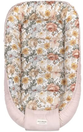 Ander Babynest Olivier - Nestchen Baby Rosa Farben - Gemütliches Babynestchen Neugeborene - 100% Baumwolle Kuschelnest - Kindernest in der Größe 85 x 50 cm - Bequem und sicher