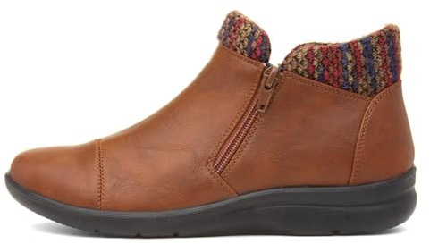 Cushion Walk Grace Womens Tan Zip Up Ankle Boot - Size 6 UK - Brown