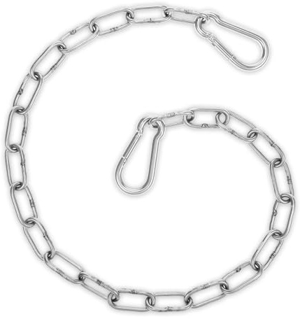 Catena in metallo argentato, catena di estensione per poltrona sospesa, catena ad alte prestazioni, per appenderla, chiusura a moschettone, per interni ed esterni