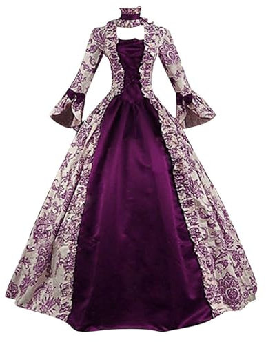 Mittelalter Kleidung Damen Gothic Viktorianisches Kleid Vintage Kleider Korsett Ballkleid Prinzessin Maxikleid A-Line Barock mit Trompetenärmel Röcke Renaissance Halloween Partykleider