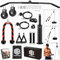 ManiBoom Polea Gimnasio Casa Multifuncional - Kit de Poleas de Musculacion Ajustable con Accesorios Barra 2 en 1 + Cuerda Triceps + Asas - Maquina Home Gym - Rack Pared Multigym
