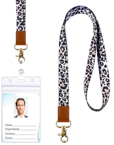 COYUN Schlüsselband Lang Mädchen Id Lanyard, Leopardenmuster Schlüsselband für Schlüssel, Neck Lanyard Strip Wristlet Keychain Lanyard für ID Badges Kartenhalter
