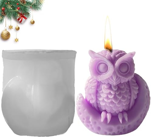 Moule de bougie de hibou, moule de hibou | Figurine de hibou de moule de bougie en silicone réutilisable | Moule en Silicone à dégagement facile, pour décoration de moulage d'animaux, artisanat déb