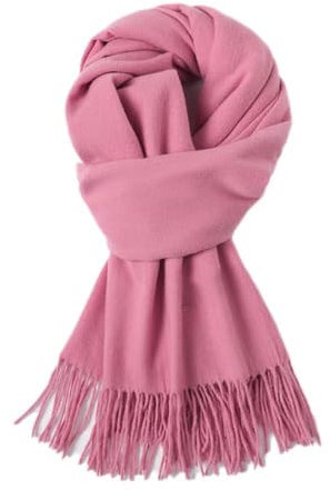 Blausky Damen Wärmender Winter Schal,Deckenschal Große Weiche Dicke Tücher und Wraps Quaste Poncho Pashmina Winterschal mit Fransen Frauen Stola Scarf für Herbst Winter 200x68cm,Altrosa