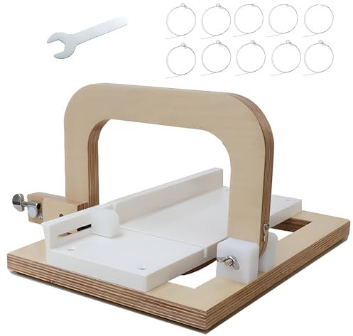 Soap Cutter, Cheese Wire Cutter, Soap Making Kit, Bring 10 Steel Wires and 1 Simple Wrench, Adjustable Steel Wire Slice Machine, Adjustable Cutting Length, for Diy Soap, Candles