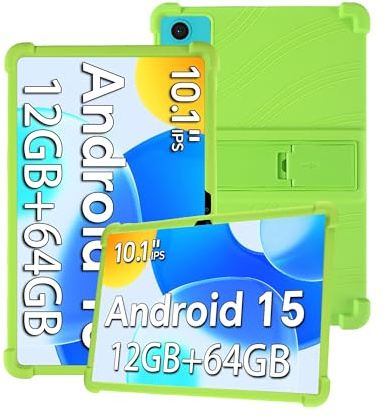 Silicone Tablet Case for Freeski UKA10L 10.1 inch Android 15 Tablet with Full Coverage, Shockproof, Anti-scratch, Adjustable Stand, and Soft Silicone Cover,Green