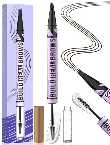 iMethod Eyebrow Pen and Eyebrow Gel - Eyebrow Pencils for Women with 4-Fork-Tip & Brow Gel Clear, Magical 2-in-1 Dual-Ended Brow Pen for Fuller-Looking Defined Brows, Stay All Day, Dark Brown