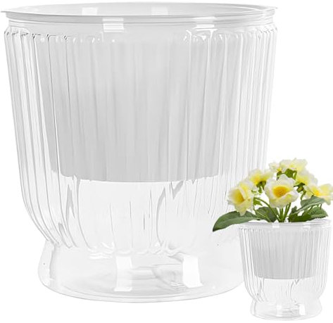 Keyubria Blumentopf Selbstbewässernd Pflanzentopf Kräutertopf mit Bewässerungssystem und Wasserspeicher, Moderne Dekorative Pflanztopf für Zimmerpflanzen, Blumen und Kräuter, 17x16.5x16,5 cm