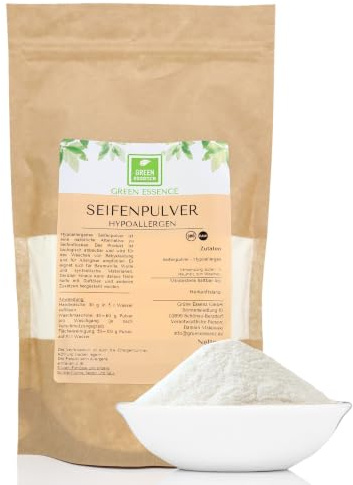 Seifenpulver 1kg Seife im Pulver Form von Green Essence | nicht allergieauslösend, mildes Seifenpulver zum Waschen, Spülen und für Haushaltsreiniger, Schaumseife in Pulver 1kg