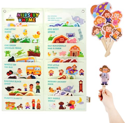CHEFAN Felt Board Story Sets, Felt Stories for Circle Time, Flannel Board Stories for Preschool, Includes Itsy Bitsy Spider, 5 Little Ducks(10 Stories)