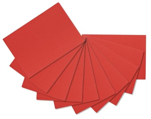 ODETOJOY | 10 fogli di cartone ondulato rosso, 21 x 30 cm (A4 simile), 3 strati, per fai da te, modellismo in cartone, corsi scolastici, riciclabili ecologici