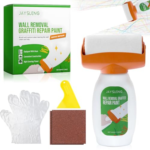 HA BIN Rullo per Pittura Bianca, 500g Spazzola Rotolare di Riparazione Murale, 2 in 1 Roller Paint, Piccola Spazzola di Riparazione Parete a Rullo, per Riparare Macchie e Pareti Danneggiate