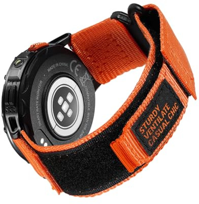 MEGALITH Nylon Watch Strap Orange 22mm: Quick Release Replacement Watch Band Compatible with Smartwatch and Wristwatch - Adjustable Sport Nylon Strap for Men