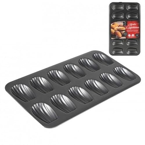Urban Living Mini Madeleines Cake Pan Non Stick 12 Shell Mould Tray Oven Bake Black 39x22cm Classic Kitchen