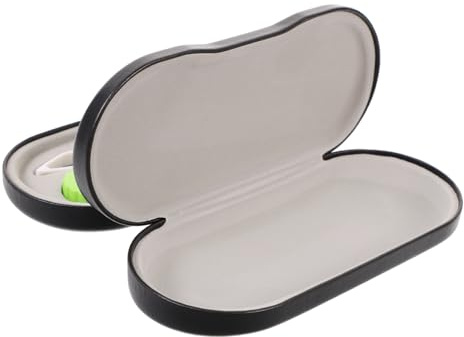 KOCKSHION 2 in 1 Double Sided Eyeglass and Lens Travel Case with Built-in Mirror, Tweezer and Solution Bottle Black for Home and Travel