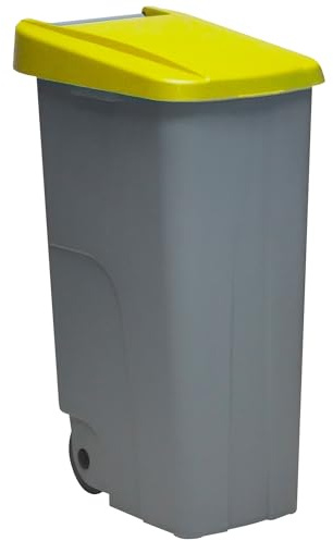 Well Home Contenedor Reciclo 110 litros Cerrado, Amarillo, 88x57x42 cm