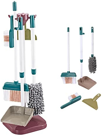 Kids Broom SetKids Cleaning Set 5PCS/Set Pretend Play Household Cleaning Toys Sweeping Brush and Dustpan Toy for Toddlers Childrens Kids Dustpan and Brush