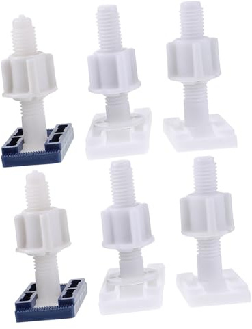 TOBBOMEY 6 Ensembles Lot de Fixations Vis Plastique pour Abattant Wc Charnières Robustes Kit de Réparation Siège Toilette et Facile à Installer Compatible Cuvettes
