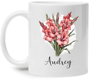 Gladiolus Flower Travel Mug Ceramic Coffee Mug Durable Tea Cup Novelty Gift Foe Birthdays Sister Christmas 330Ml