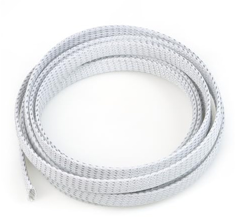 Braided Cable Sleeve, 16.4ft Expandable Mesh Cable Management Sleeve, Wear-Resistant Cord Protectors from Pets No Chew Flexible Wire Sleeving for Audio Video (White and Silver, 1/2)