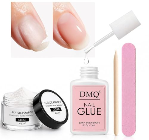 Nail Repair Kit For Broken Natural Nails - Nail Rescue Kit for Split & Cracked Nail with Brush-On Nail Glue, Repair Powder & Buffer - Temporary Manicure Fix Protector for Natural Fingernail Polish