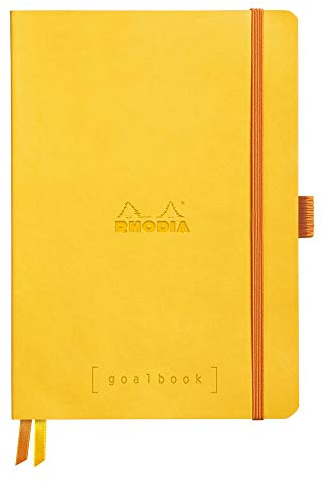 Rhodia 117776C - Notizheft - Goalbook Rhodiarama DIN A5 (14,8x23cm), mit flexiblem Einband, 120 Blatt elfenbein 90g, kariert, Gelb, 1 Stück