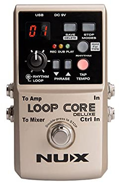 Nux Loop Core Deluxe Looper Pedal, Deluxe 24bit Looper-Pedal (Frequency-Compensation, 8 Stunden Aufnahmezeit, 99 User Presets, AUX-Input, Anschuss für Instrument, Ausgang für Verstärker), Gold