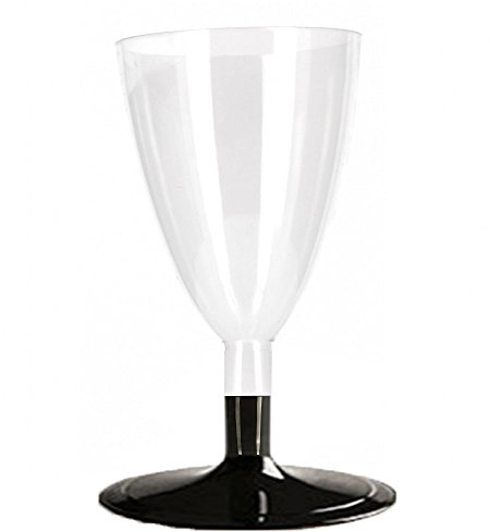 PZ 50 BICCHIERI PER PROSECCO CC 180 TRASPARENTI + PZ 50 BASE NERA BLACK CALICE PER VINO USA E GETTA