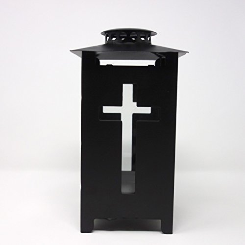 Schwarze Grablaterne mit Lichtkreuz. Höhe 25cm. 1 Stück