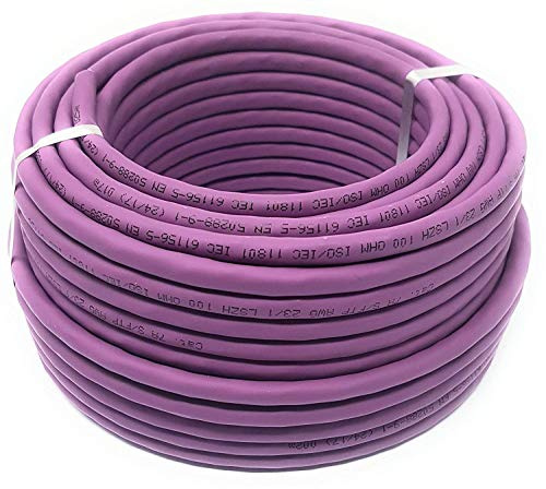 50M Cat 7A Reel - Ethernet Cable Halogen Free 1200 MHz - Copper Super Fast Network Cable - (PoE)/PoE+ Purple