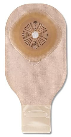 Hollister 8901 CeraPlus Flat 1-Piece 12” with Filter Drainable Ostomy Pouching System with Adhesive Border, 10 Pack, Cut-to-Fit up to 2-1/2” (64 mm)– Beige with Viewing Option