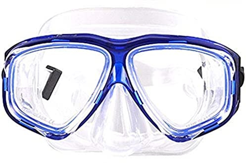 Maschera da snorkeling con correzione diottrica, WOWDECOR Maschera subacquea per adulti e bambini con miopia (Blu, -2,0)