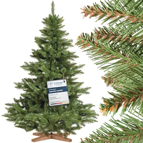 FAIRYTREES Weihnachtsbaum künstlich NORDMANNTANNE, grüner Stamm, Material PVC, inkl. Holzständer, 150cm