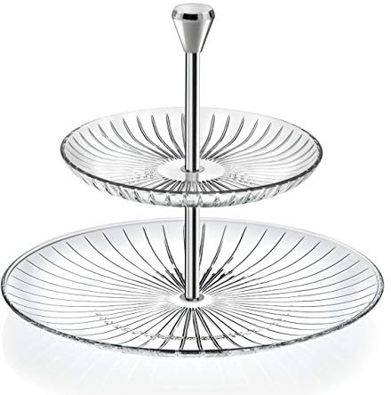 CRISTALICA Etagere 2-stöckig Sunbeam Cup Cake Ständer 22cm Glas Metall