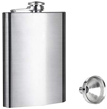 HugeDE 10oz Stainless Steel Hip Flask with Funnel Portable Liquor Hip Flask for Whiskey